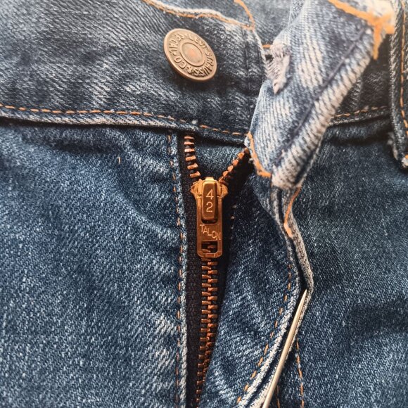 Vintage 1970's 36x30 Jeans Levis 646 0217 Denim Bellbottom Orange Tab Talon 42 - Picture 6 of 16